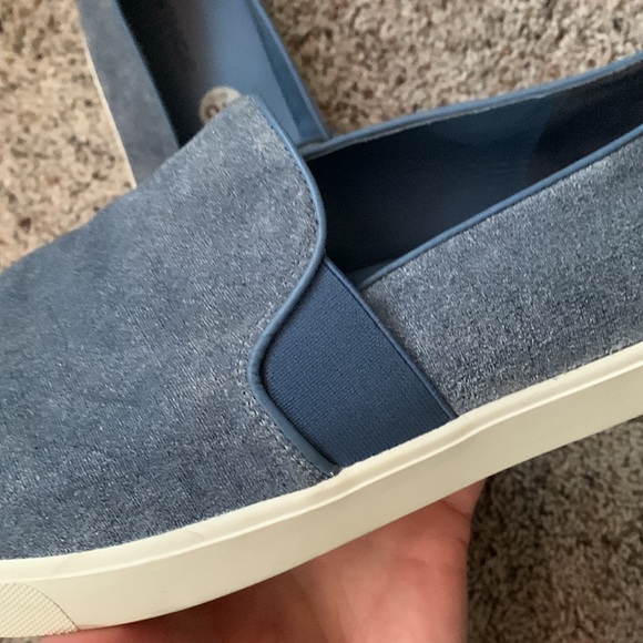 Vince Blair Embossed Suede Sneaker Slip On Denim Indigo Shoe - Picture 5 of 12